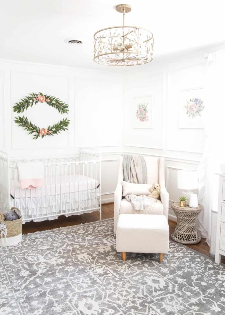 White is a nice clean color that is bright and always works as a great nursery color idea