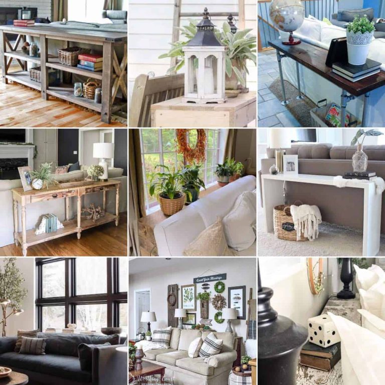 image collage of nine sofa table decorating ideas