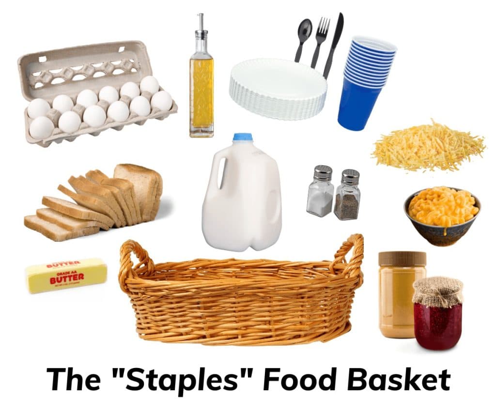 A Staples Food Basket is a great idea for a housewarming gift for someone that just moved and hasn't stocked their kitchen yet. Bring them the staple food items, like sliced bread, milk, eggs, olive oil, butter, salt and pepper and cheese. Put everything together in a basket. 