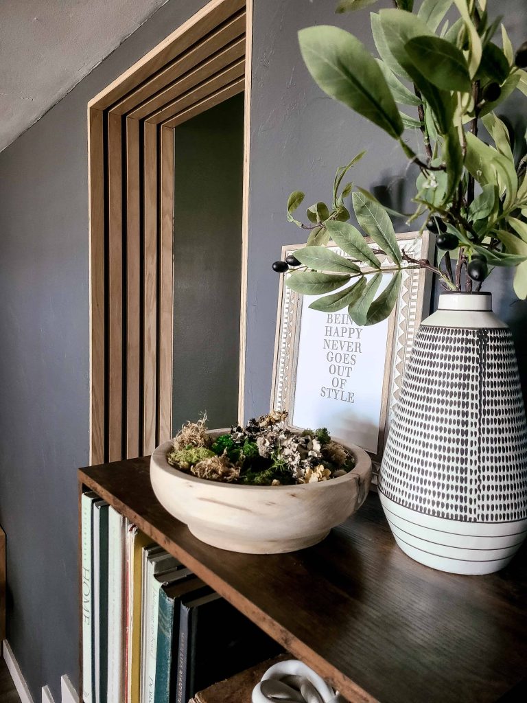 Fill a decorative bowl with moss for a quick way to decorate your home for Spring