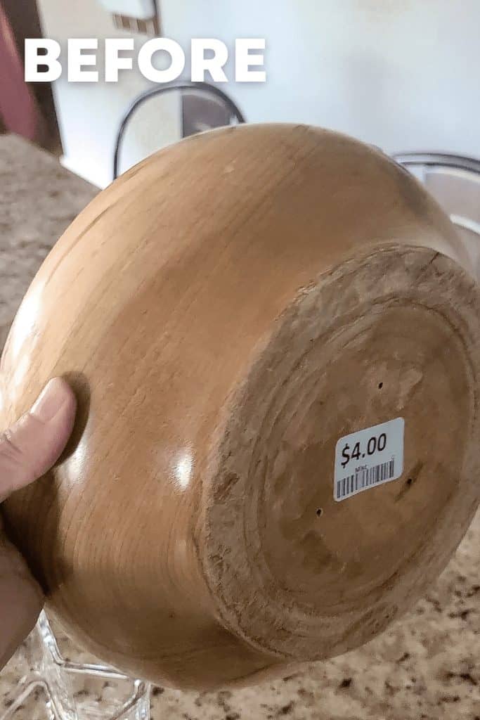 See how we completely transform this wooden bowl from the thrift store into a fun way to decorate for Spring