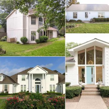 Image collage of four white painted houses