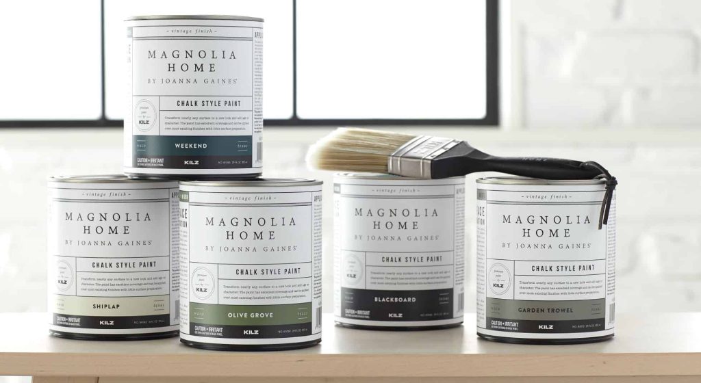 Magnolia home also has a line of premixed chalk paints that give the finished look that you get with thicker paints