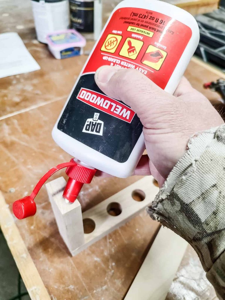 Using glue to assemble a diy propagation station on the butt joints before nailing together