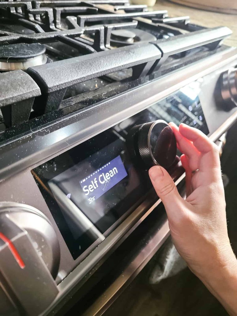 Run the self clean option on your stove before moving on to the manual part of cleaning your gas stove