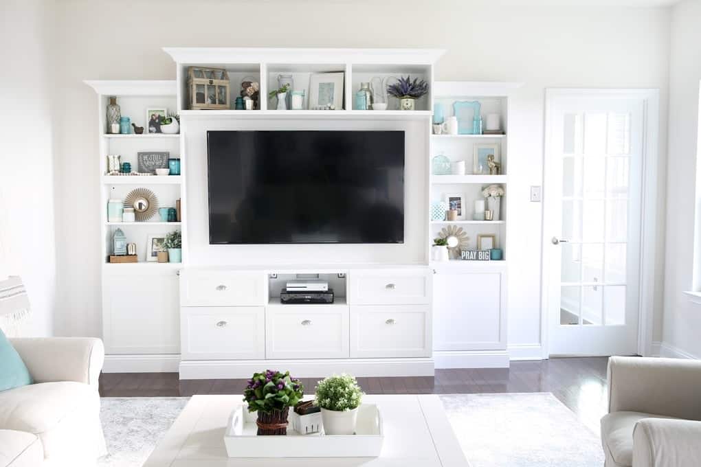 entertainment center with drawers for toy storage