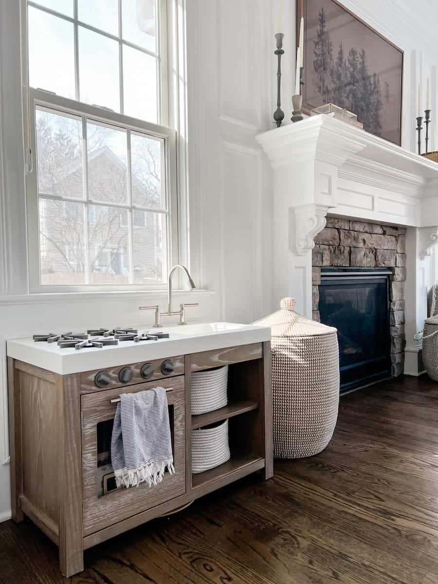 ikea play kitchen hack to blend in with living room decor