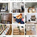 image of twelve living room toy storage ideas with text overlay