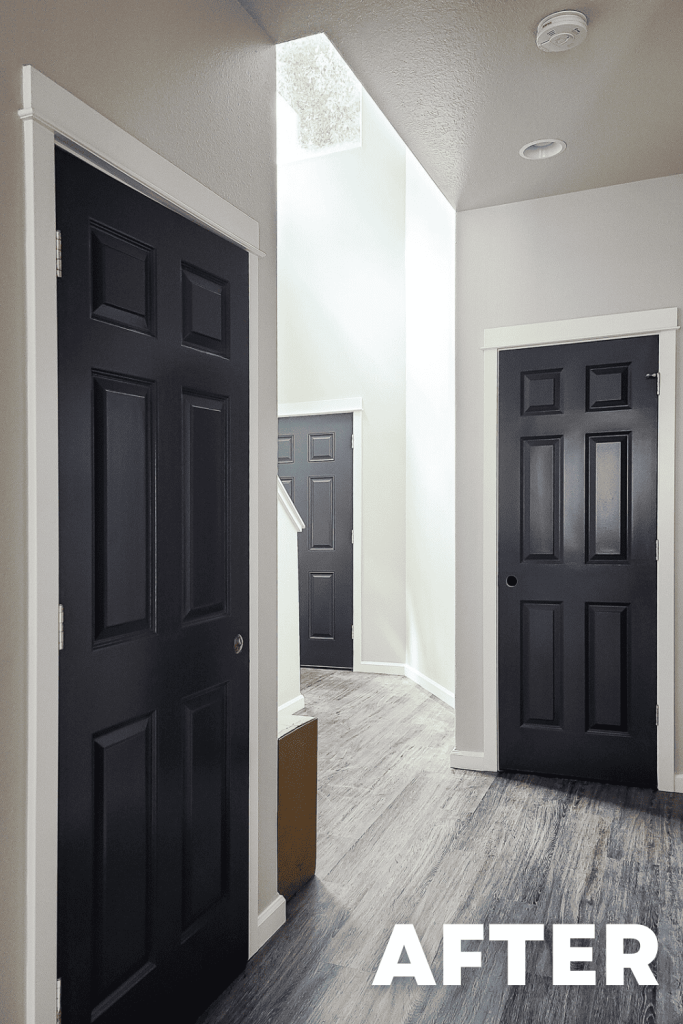 After photo of painting interior doors black