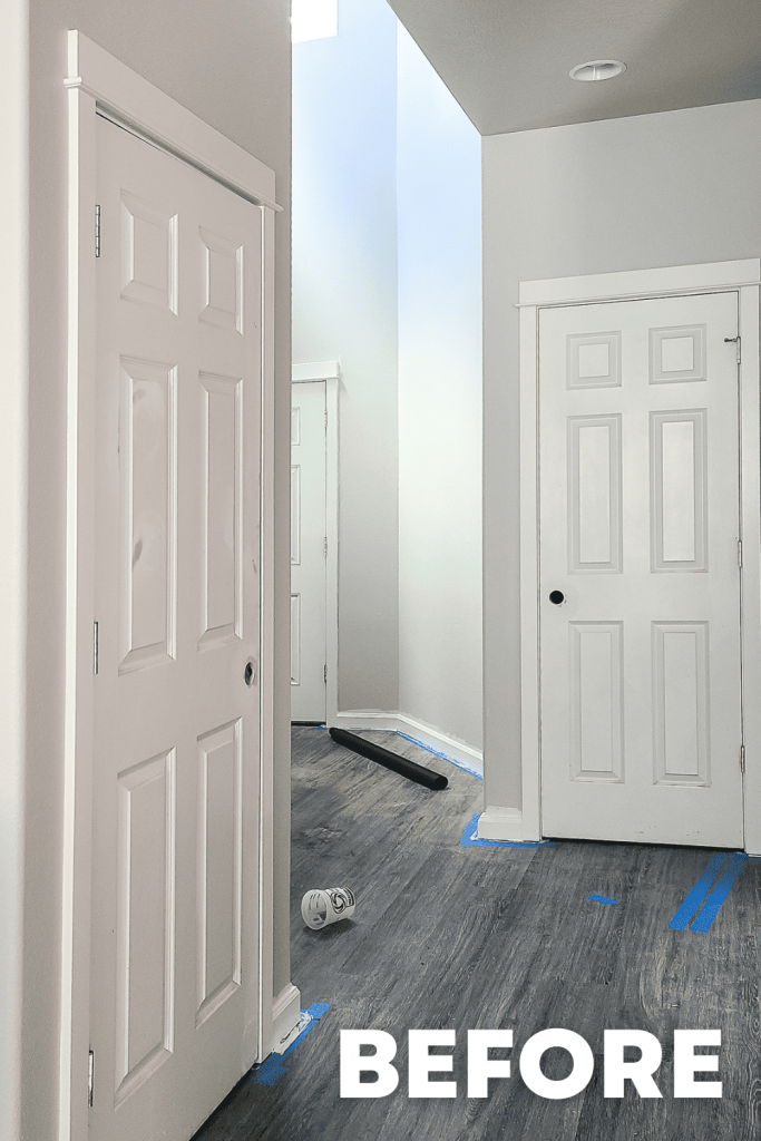 A before photo of painting interior doors black