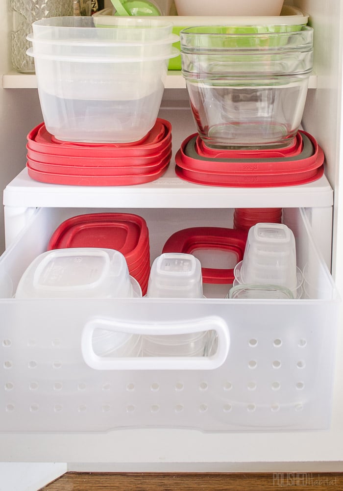 Kitchen Drawer Organizer for Plastic Containers and Lids