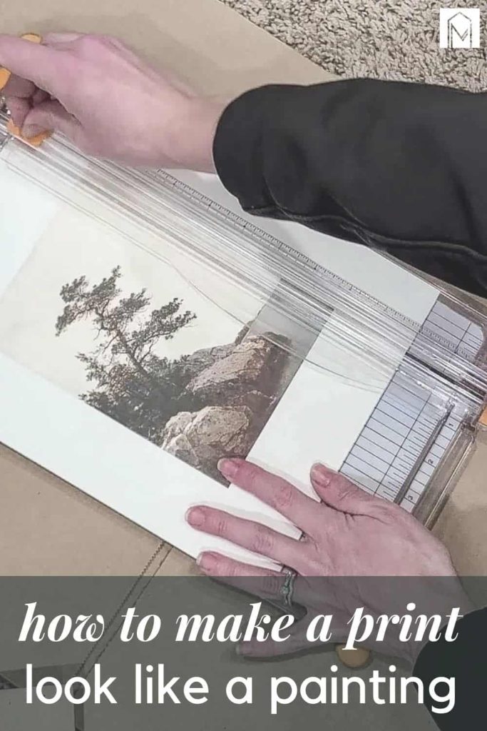Illustration of the technique of faking a painting on a print, utilizing creative methods to mimic the appearance of painted artwork with text overlay that says "how to make a print look like a painting
".