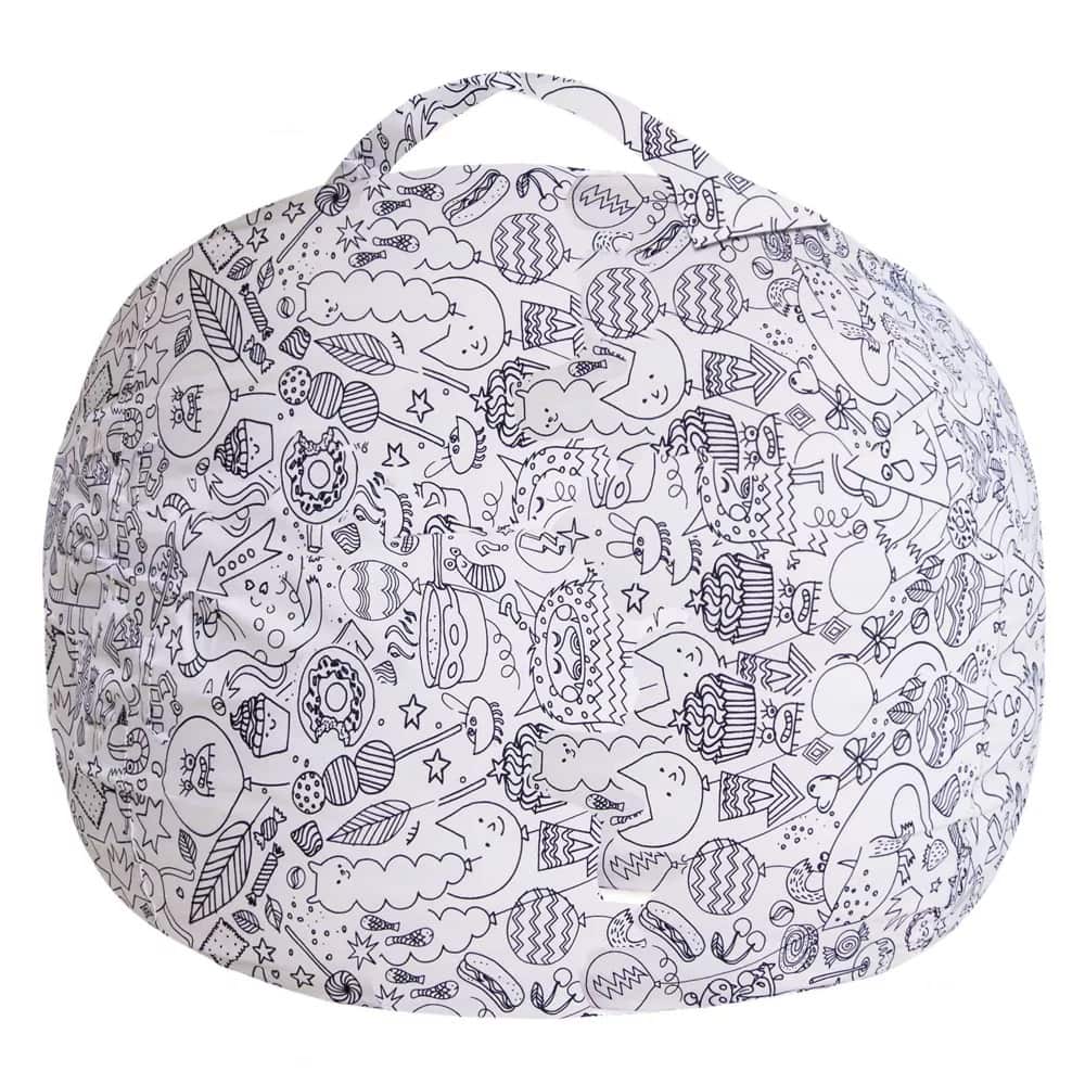 Bean bag chair cover for stuffed animal storage