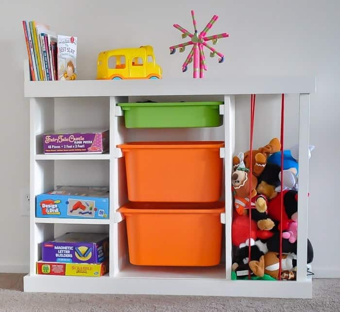 DIY stuffed animal storage idea made from wood