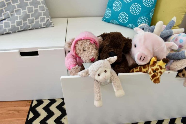 Stuffed animals spilling out of an Ikea STUVA drawer
