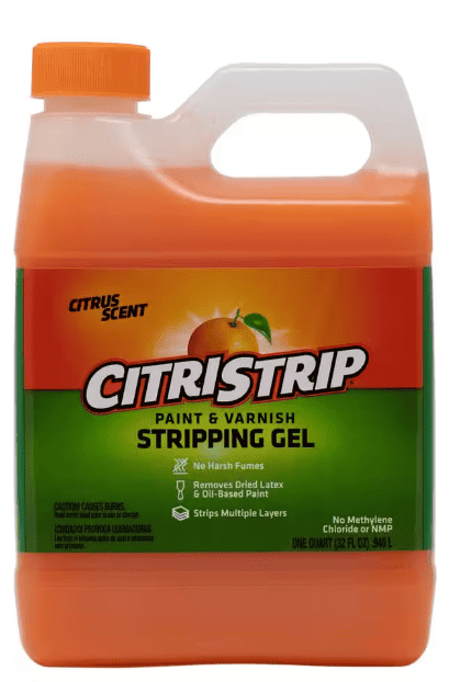 A photo of a Citi Strip product used to strip paint and varnish from the surface of wood before restaining