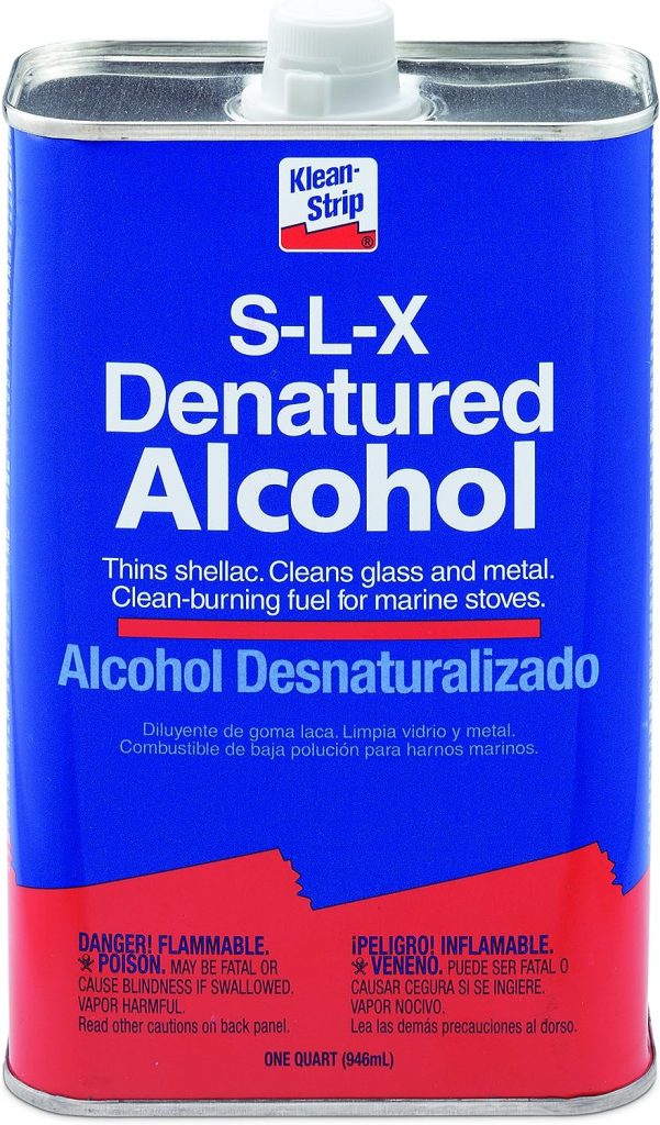 A picture of a Klean Strip brand bottle of Denatured Alcohol