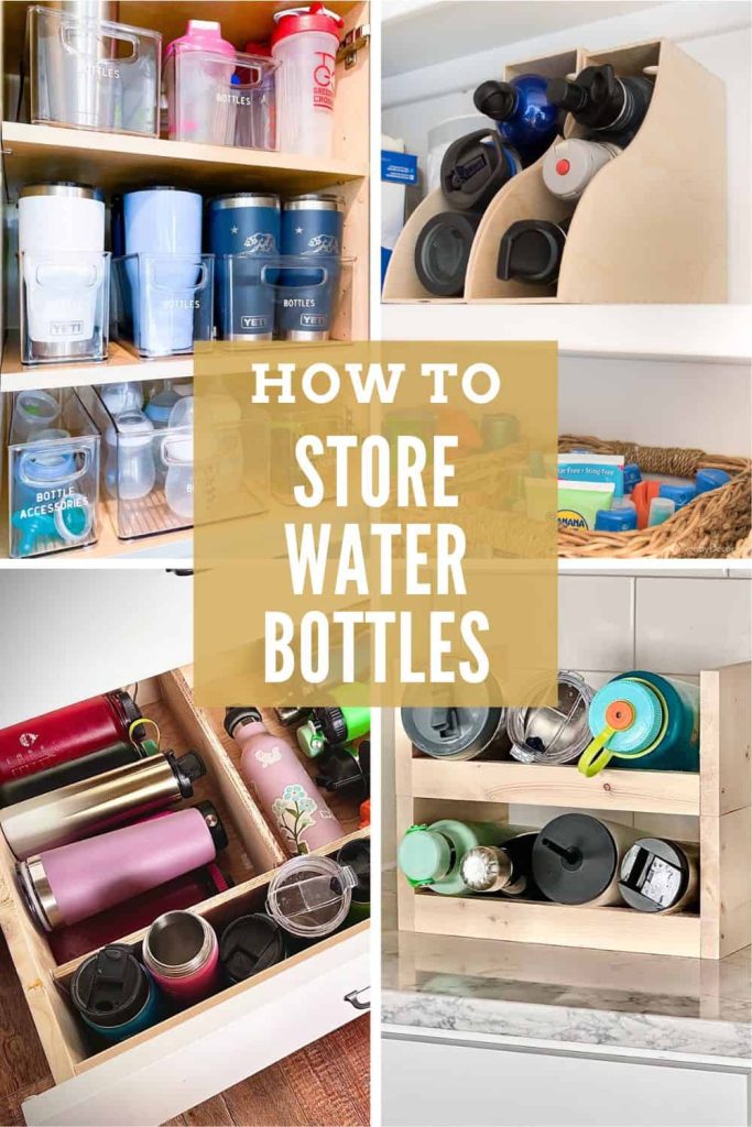 Have a large collection of water bottles? Get them organized with these tips and tricks for how to store water bottles in your kitchen.