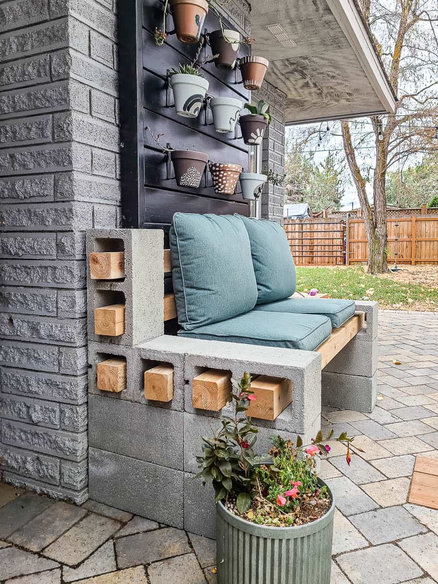 Easy DIY Concrete Block Bench for Outdoor Seating - Making Manzanita