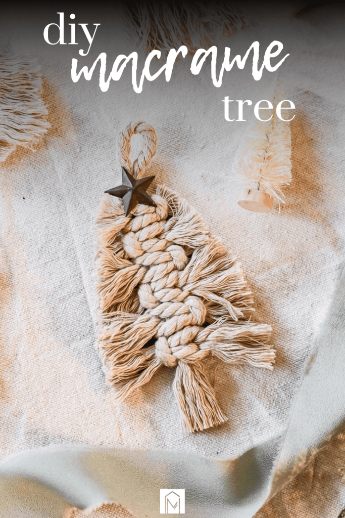 Macrame Christmas Tree Ornament with text overlays saying "DIY Macrame Tree".