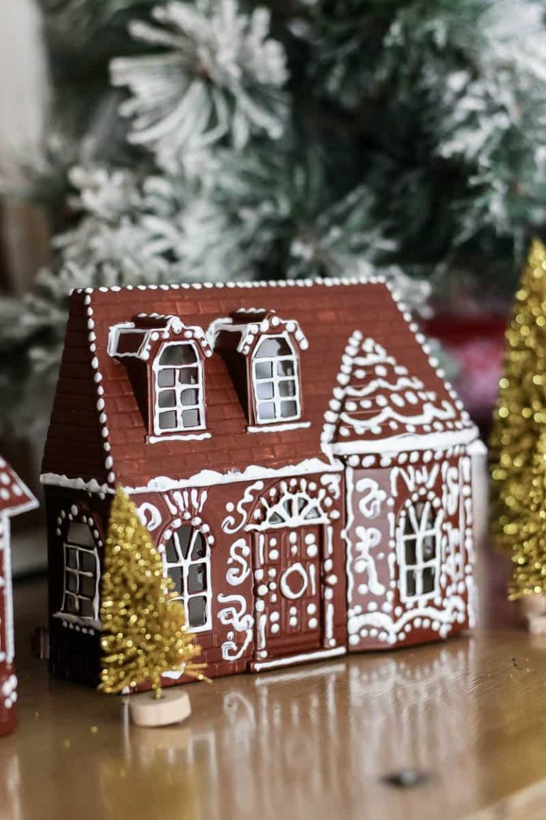 Fake Gingerbread House with Dollar Tree Dollhouse