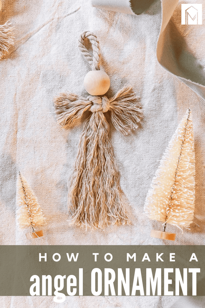 A photo of angel-style Christmas ornaments made with Macrame. With text overlays saying "How to make a Angel Ornament".