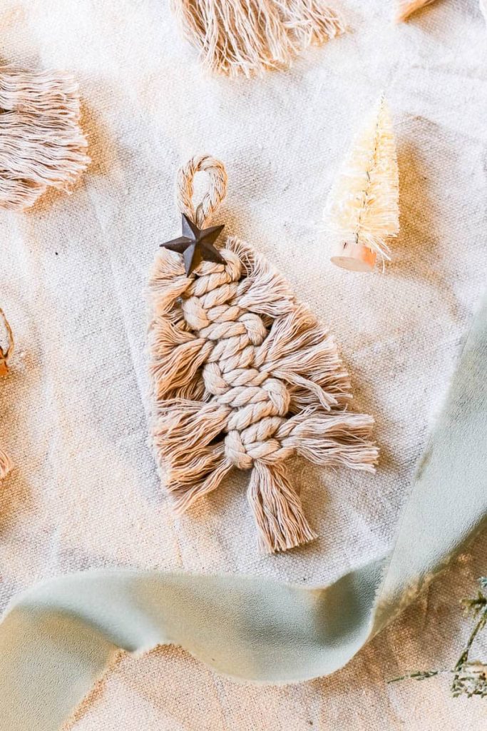 A photo of a Macrame Christmas Ornaments Tree style