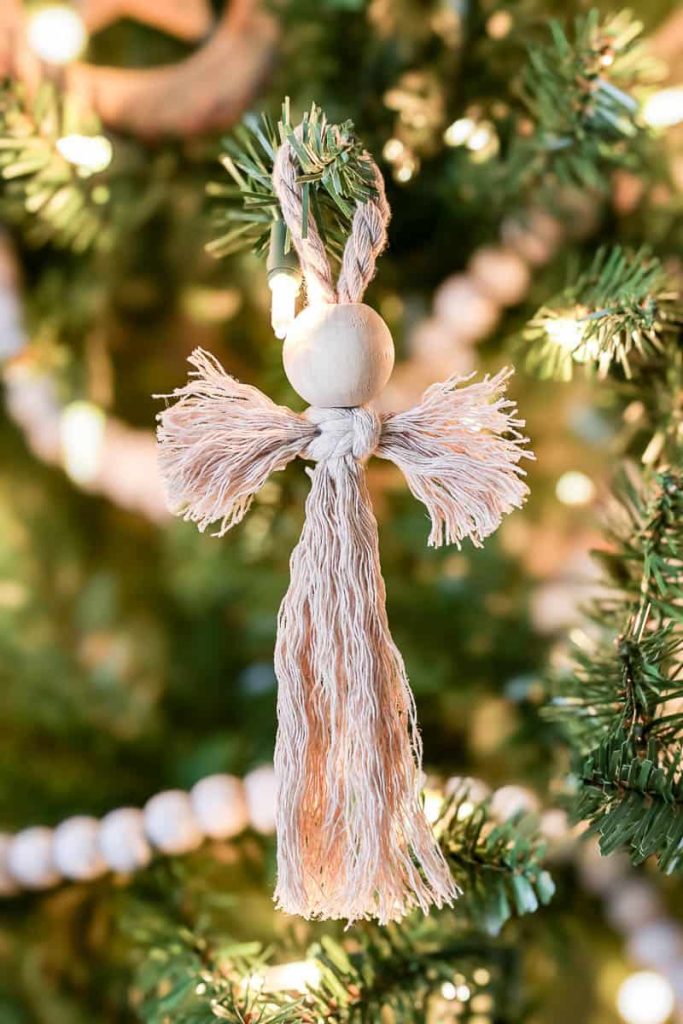 Macrame Christmas Ornaments complete with Angel style hang on the tree!