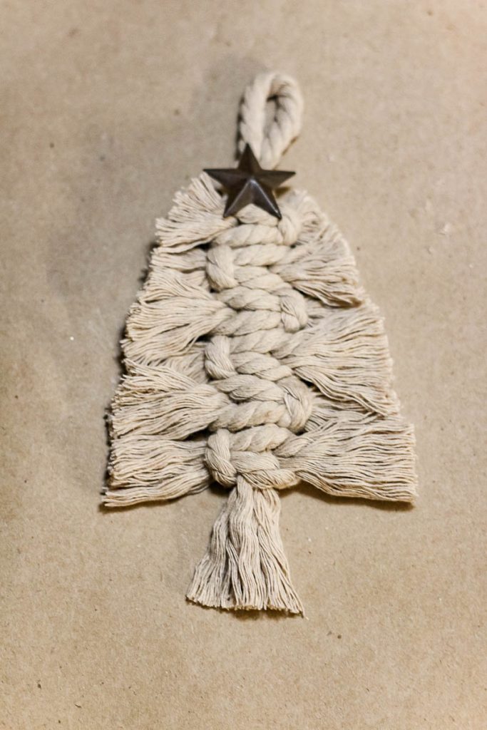 A photo of one possible way to make a Macrame Christmas Ornaments Tree.