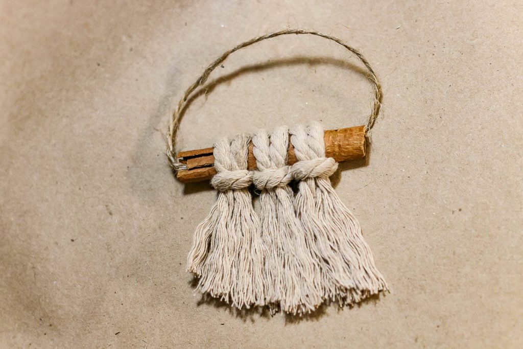 A photo of the macrame cord being combed