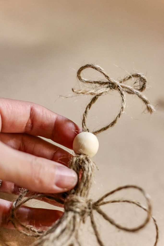 A finish photo of twine angel ornament.