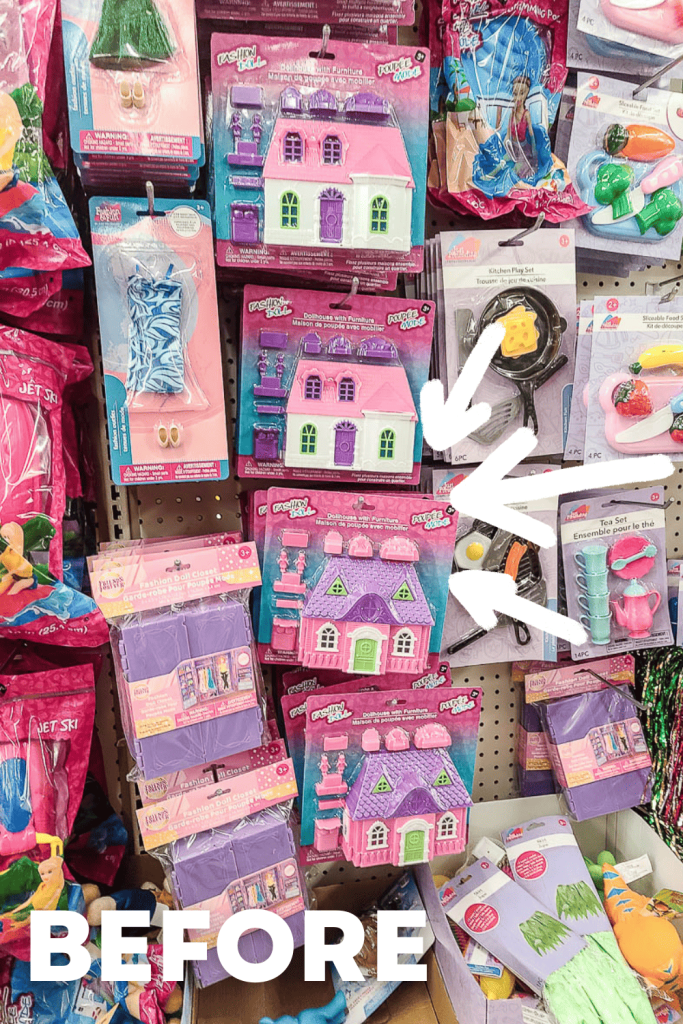 Collection of dollhouses at the mall, ideal for DIY gingerbread house inspiration and crafting.