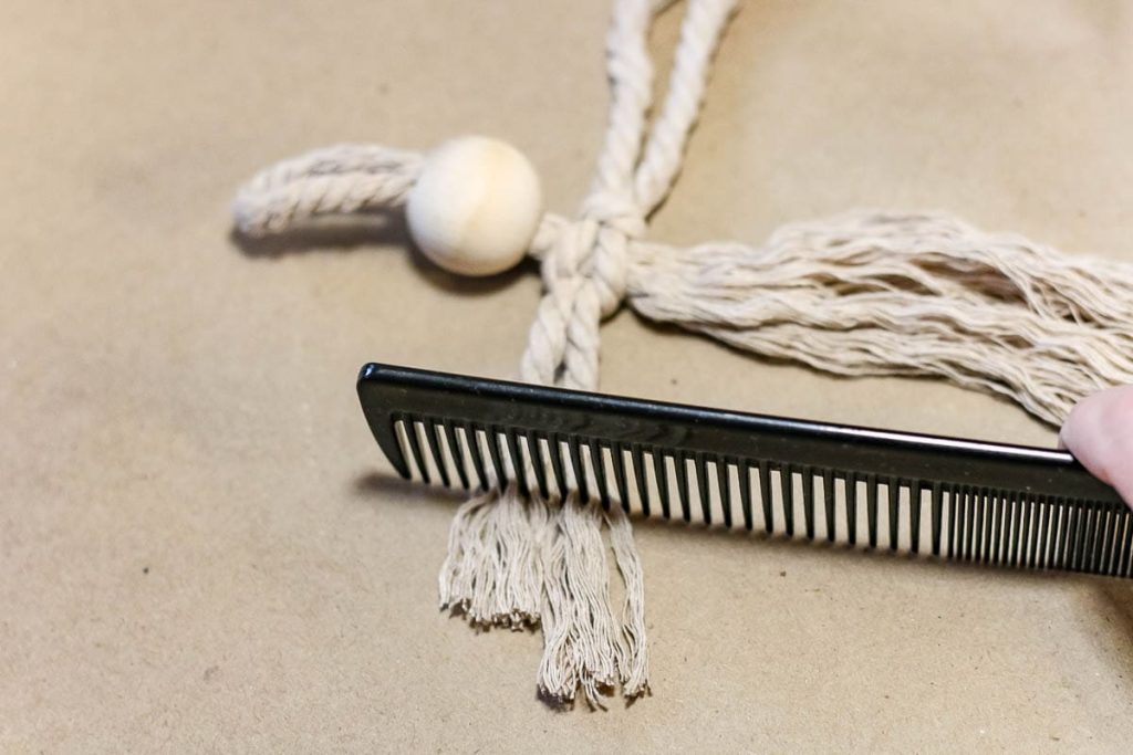 An angel-style Christmas ornament, created by using a comb to finish it off