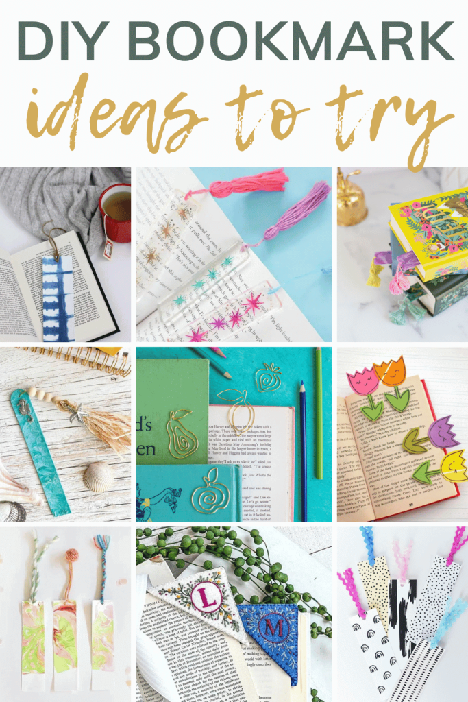 A collage photo of a DIY Bookmark with text overlays saying 'DIY Bookmark Ideas to try'.