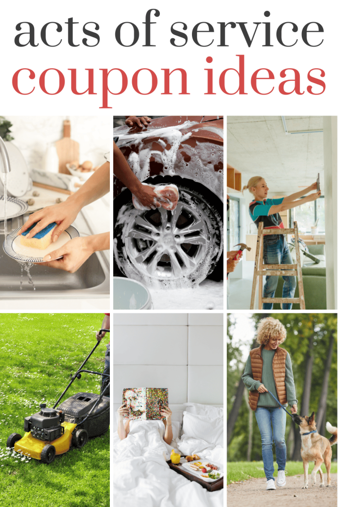 A collage of acts of services coupon ideas.