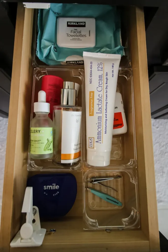 An image showcasing the use of dividers for creating neat and organized drawers, exemplifying a systematic and clutter-free storage solution for various items.