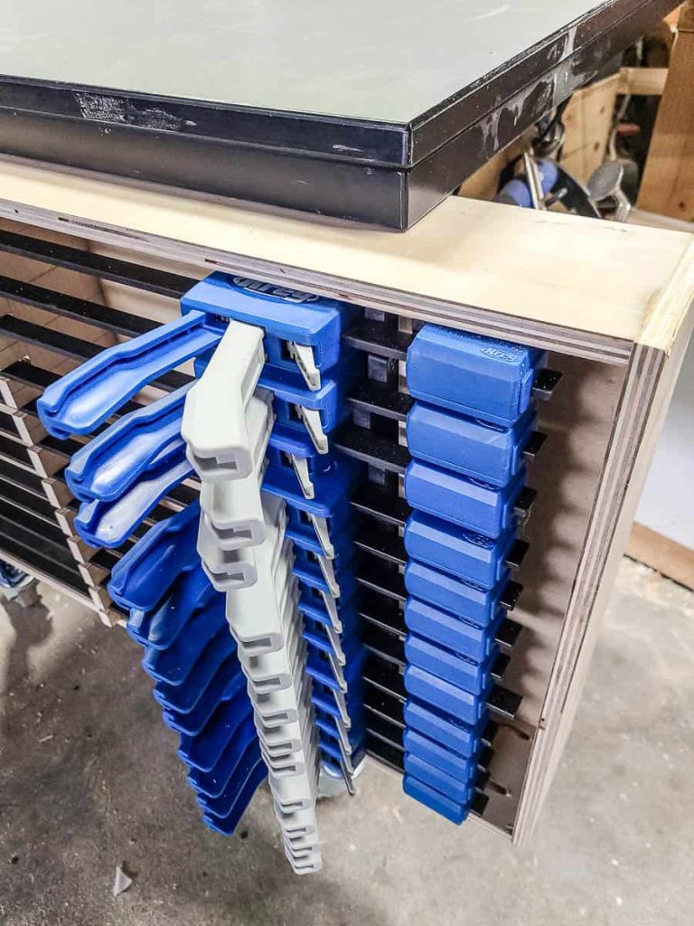Photo of a DIY clamp rack organize.