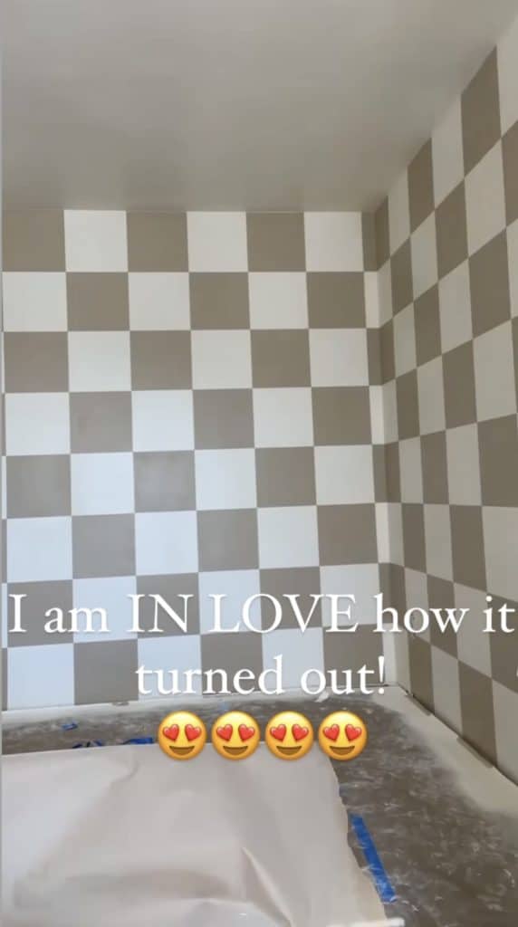 Checkered Wall with Paint