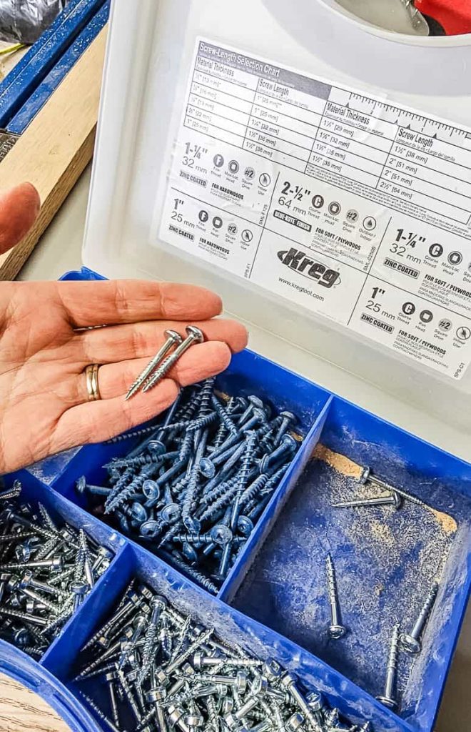 Variety of screws displayed in a photo for woodworking projects.