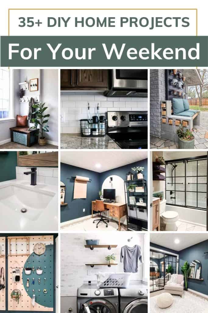 A collage featuring various DIY home project ideas to explore on the weekends
