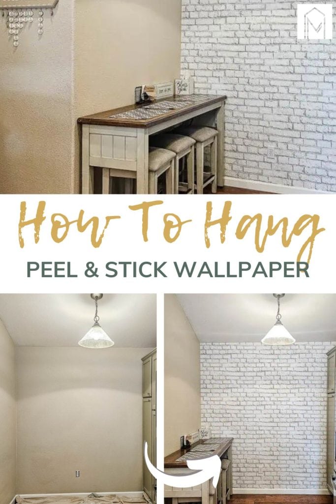A step-by-step guide on How To Hang Peel and Stick Wallpaper in a collage.