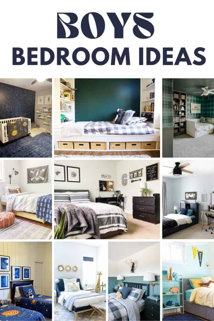Boy's Bedroom Ideas" with a collage of photos showcasing different decor and layout inspirations for boys' bedrooms