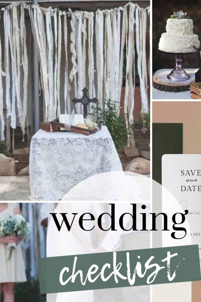 Photo collage of wedding checklist