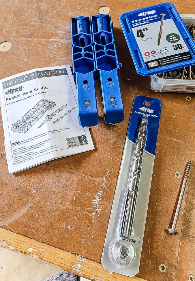 A Kreg Pocket-Hole XL Jig for building a DIY bike rack to provide easy storage on your porch.