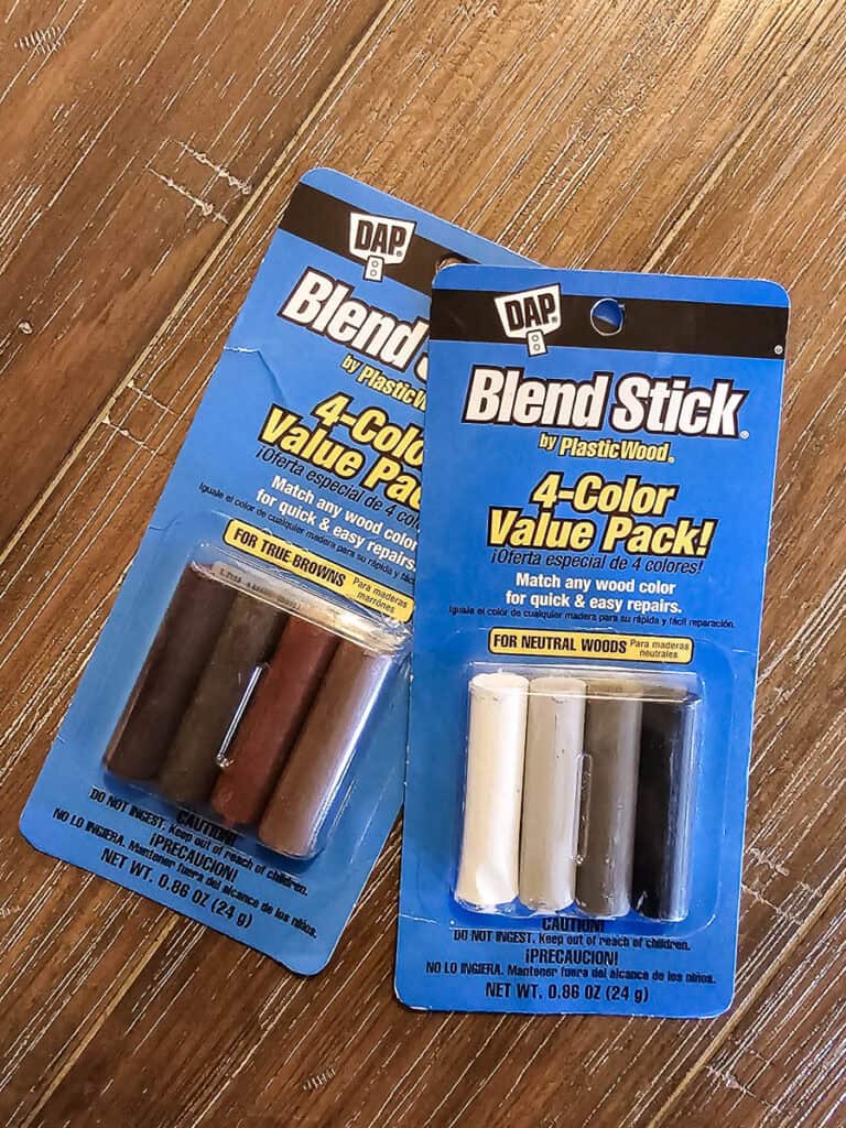 DAP Blend Stick by PlasticWood to fill nail holes in wood beams after installing