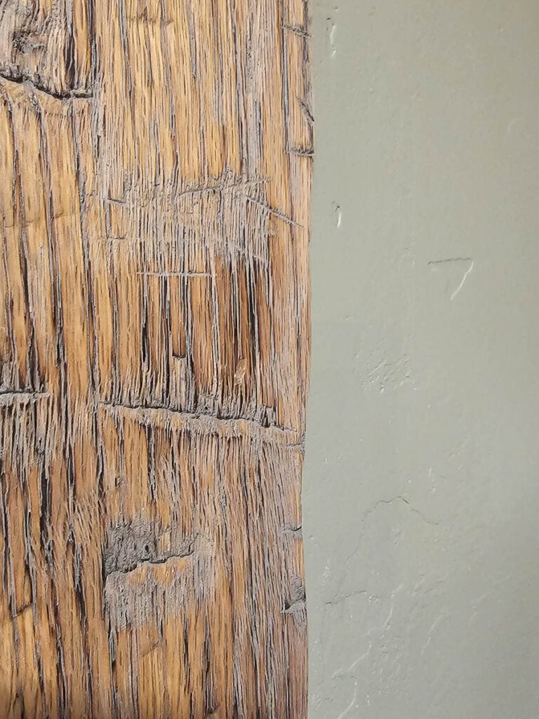 Filled nail holes in wood beams with Blend Sticks