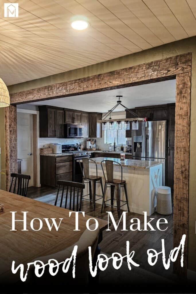 Learn How to Distress Wood to Make It Look Old: Simple Techniques" with text overlays saying "How to Make Wood Look Old