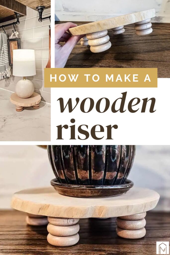 A photo collage on how to make a wooden riser, with text overlays saying "How to make a wooden Riser".