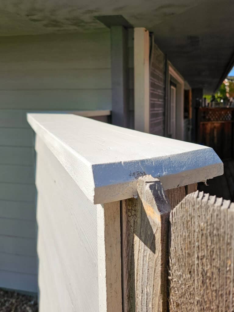 Photo of the painted wood after the paint has dried.