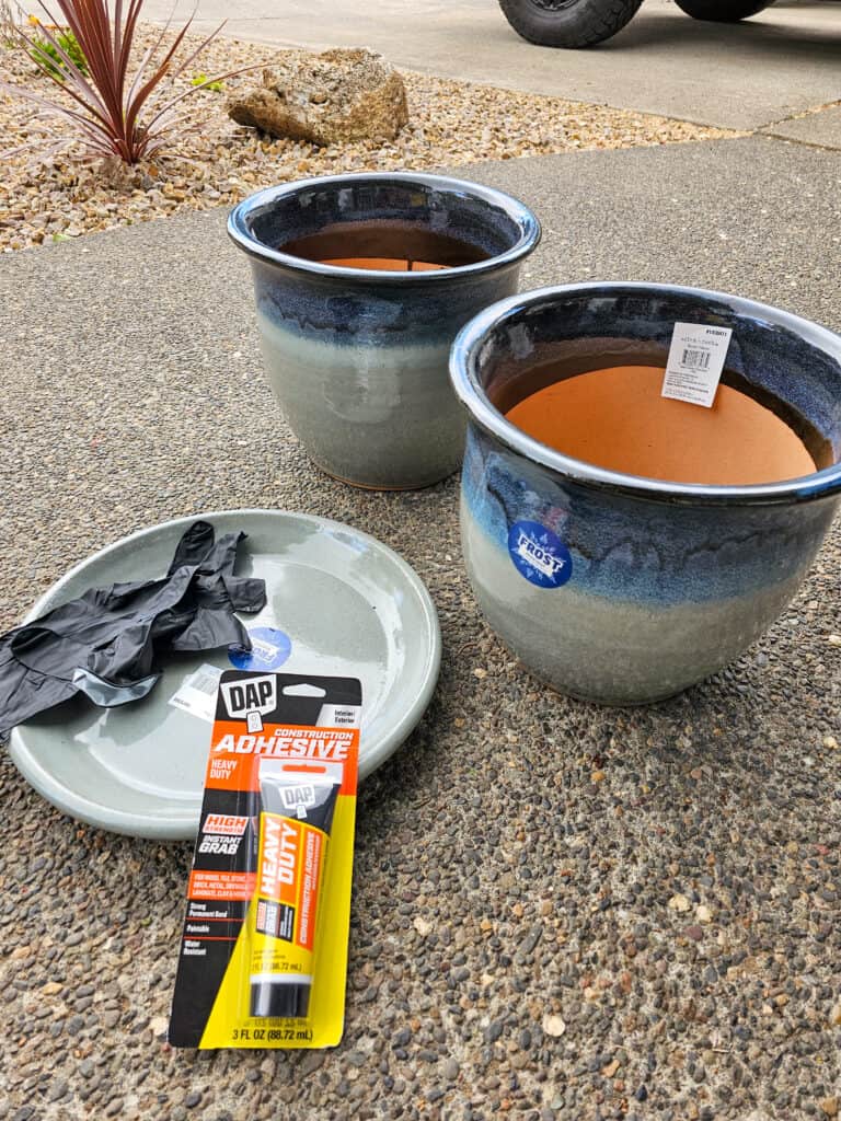 Photo of two patio areas with heavy-duty adhesive.
